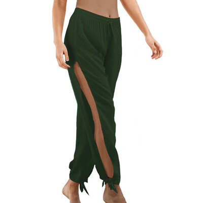 

Women Fashion Side Slit Elastic Wide Leg Casual Baggy Pants