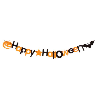 

Happy Halloween Party Hanging Banner Wall Decor for Home School Office Party Decorations Bat&Pumpkin Garland