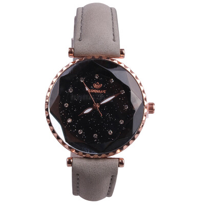 

Womens watch leather strap starry rhinestone dial simple trend students