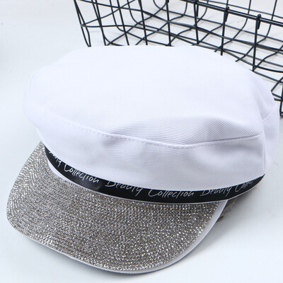 

Hat women in the spring&autumn Korean tide navy Hat Joker painter newsboy Hat Japanese octagonal Hat rhinestone letters berets