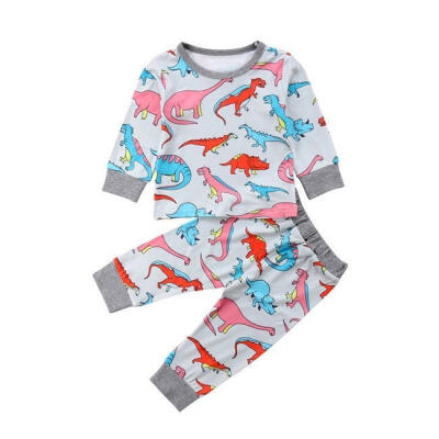 

2Pcs Toddler Kids Baby Boys Girls Outfits Dinosaur Clothes T-shirt TopsPants Set