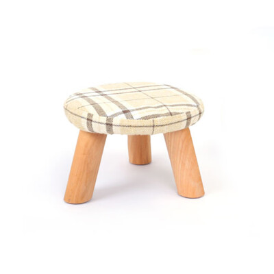 

Ottoman Pouf Round Fabric Creative Cute Solid Wood Footstool Padded Foot Rest Folding Storage Footrest Seat Stool with Removable C