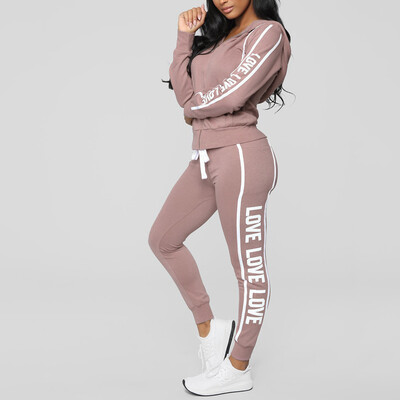 

Roseonmyhand Fashion Women Casual Stripe Zipper Long Sleeve Pullove Sport TopsLong Pants Set