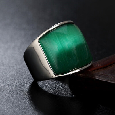 

New Arrival Blue Square Men Jewelry Ring With Black Red Zircon Crysta Fashion Steel Rings