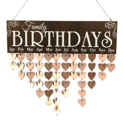 

Family Birthday Words Hanging DIY Wooden Calendar Kalendar Reminder Board Plaque Home Decor Pendant Colorful