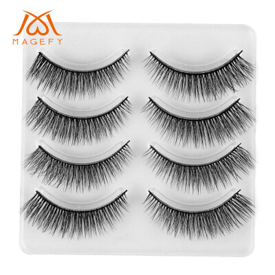 

Gobestart 4Pair Luxury 3D False Lashes Fluffy Strip Eyelashes Long Natural Party