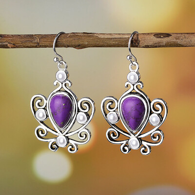 

Household OFD Creative Water Drops Cat Claw Footprints Earrings Inlaid with Moonstone Coloured Gemstone Earrings