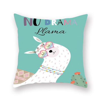 

1pcs Cute Cartoon Alpaca Digital Printing Car Office Peach Skin Pillowcase