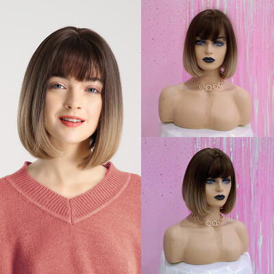 

〖Follure〗Sexy Short Bobo Straight Hair Synthetic Wig Fashion Heat Resistant WigsCap