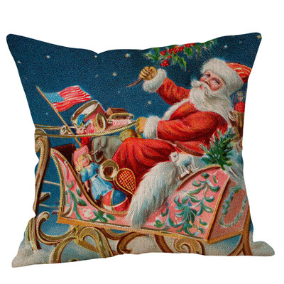 

Gobestart Merry Christmas Pillow Cases Cotton Linen Sofa Cushion Cover Home Decor