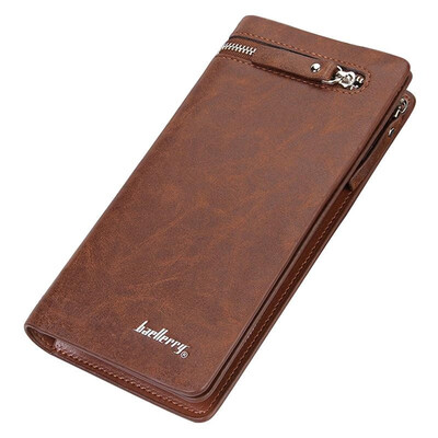 

Men Bifold Wallet Clutch Bag PU Leather Large Capacity Credit Card Holder Zipper Vintage Organizer Purse