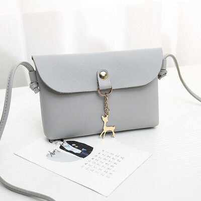 

Women Small Messenger Shoulder Bag With Deer Pendant PU Leather Crossbody Bags Girl Casual Handbag Female T10