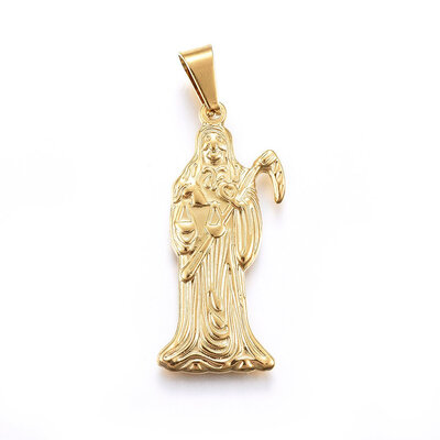 

304 Stainless Steel Pendants Saint Golden 40x17x3mm Hole 9x5mm