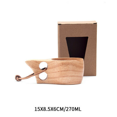 

Wooden Mug Cup with Handle Portable Eco-Friendly Lightweight Coffee Mug Kitchen Picnic Outdoor Travel Camping Using