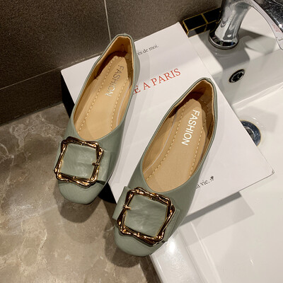 

Bean shoes women summer Joker with square head thick heel net red shoes women soft bottom retro square buckle grandma shoes