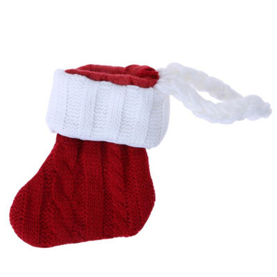 

New Christmas Red Knitted Christmas Stockings Socks Christmas Cutlery Holder Knife Fork Cover Bags Christmas Decoration for Home