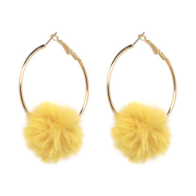 

JURAN Lovely Vintage Cotton Balls Hoop Earrings Fashion statement Earrings For Women Jewelry Statement Bamboo Earrings Maxi Eth