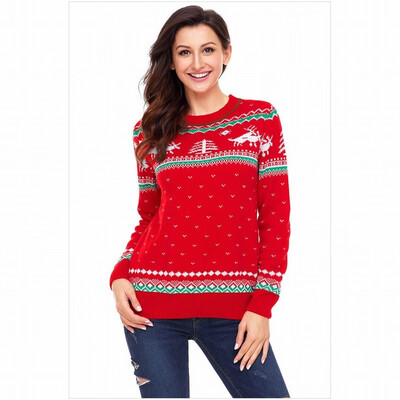 

Round neck long sleeve print cardigan casual knit sweater