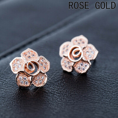 

New Floral Earring Diamond Stud Earrings Rose Earrings Anti Allergy Earrings