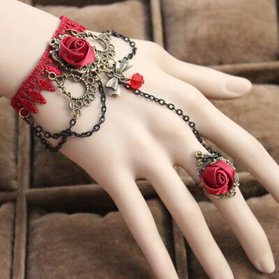 

Bohe Vintage Flower Vines Bracelet Red Rose Lace Bracelet Free Shipping