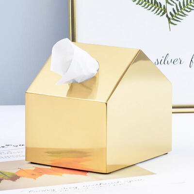 

Greensen Stylish Simple Small House-shaped Golden Tissue Box Tissue Box