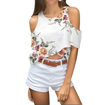 

Women T-shirts Summer New Style Flower Printed Concise Casual Personality Sweet Short Style T-shirts camisetas verano mujer