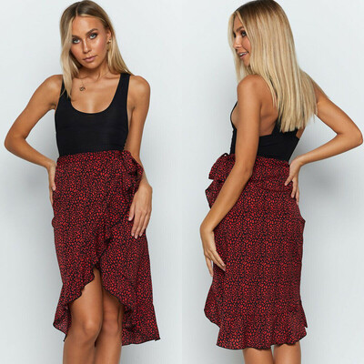 

Women Lady Leopard High Waist Bodycon Wrap Midi Skirt Party Cocktail Club Dress