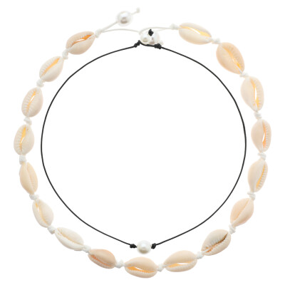 

Shell Choker Necklace Women Seashell Pearls Choker Necklace Cord Necklace Set