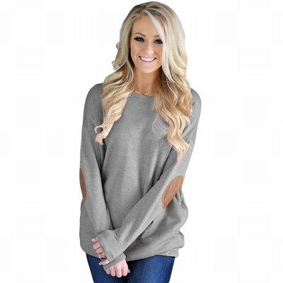 

Round collar long sleeve patch design comfortable pullover casual sports sweatshirt