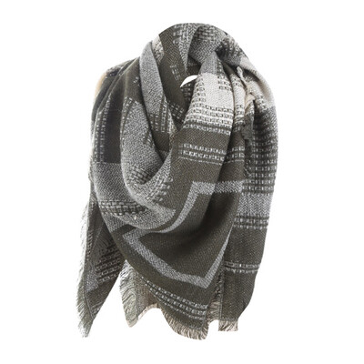 

Gobestart Women Plaid Stitch Long Cashmere Wool Shawl Plaid Neck Scarf