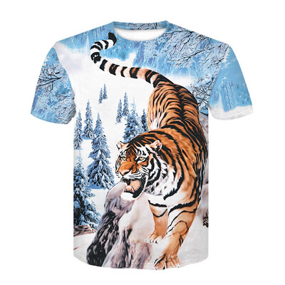 

Toponeto Fashion Mens 3D Printing Creative Round Neck Casual Short Shirts Top Blouse