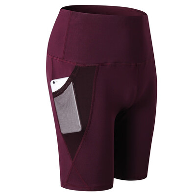 

Women Sports Yoga Pants Mesh Pockets Short Leggings Sportswear Fitness Skinny Bodycon Trousers