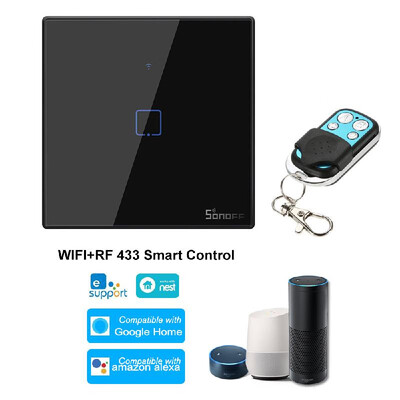 

SONOFF T3UK3C-TX 3 Gang Smart WiFi Wall Light Switch 433Mhz Wireless Control RF Remote Controller APPTouch Control Timer UK Stand