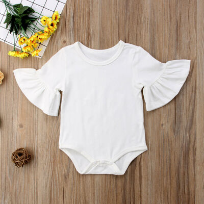 

US STOCK Newborn Baby Girl Clothes Flared Sleeve Romper Jumpsuit Cotton Outfits