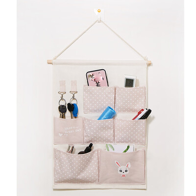 

Gobestart Multi-Storey Hanging Bag Cotton And Linen Waterproof Door After Wall Hanging