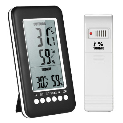 

LCD Digital Wireless IndoorOutdoor Thermometer Hygrometer ℃℉ Temperature Humidity Meter with Max Min Value Display Transmitter