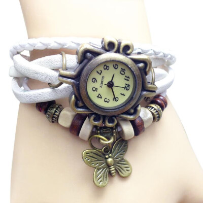 

Women Fashion Vintage Handmade Wrist Watch Girl Exotic Leather Strap Quartz Watch