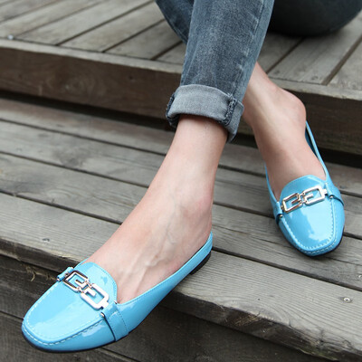 

Single shoes female spring&summer models square head low heel fashion metal decorative shoes a pedal lazy shoes casual square with womens shoes