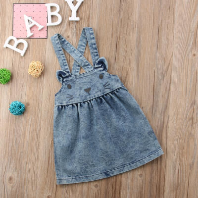 

Hot fashion Baby Kids Girl Suspender Dress Overalls Princess Clothes Cute Rabbit Denim Skirt