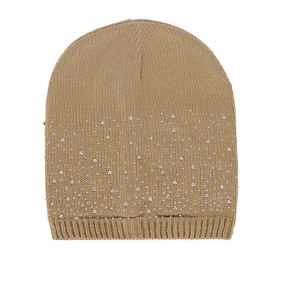 

Tailored Adult Women Keep Warm Winter Diamond Fur Knitted Wool Beanie Hemming Hat Cap