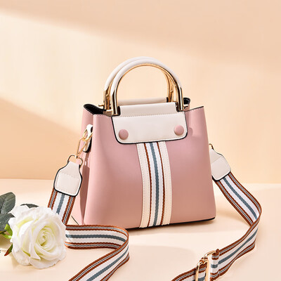 

Bag womens fashion bucket bag large single shoulder ins Joker fresh stripes mother portable