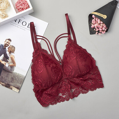 

Womens Bra Lace Floral Padded Bralette Underwear Sexy Lady Bra Back Cross None Closure Intimates