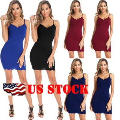 

Womens Sexy Dress Sling Dress Slim Summer V Neck Mini Dress Party Club Dresses