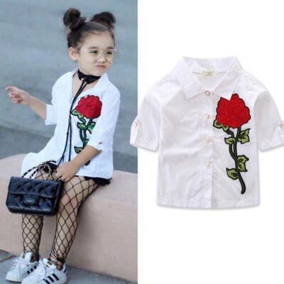 

Cute Toddler Baby Kids Girl Flower Top T-Shirt Button Down Shirt Outfits Clothes