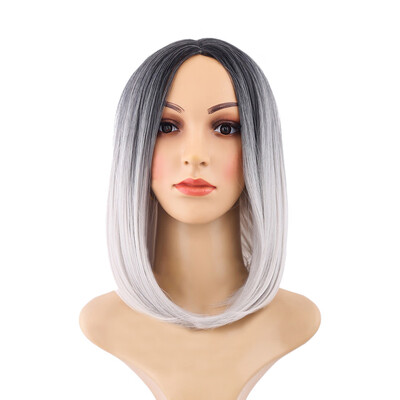

〖Follure〗Black Pink Ombre Hair Straight Bob Wigs Synthetic Hair Short Party Hair Wig