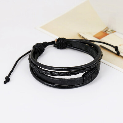 

Retro Fashion Multilayer Leather Wristband Bracelet Cuff Charm Bangle Unisex New