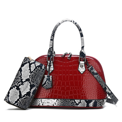 

Portable ladies crocodile pattern shoulder diagonal cross-shell mother bag