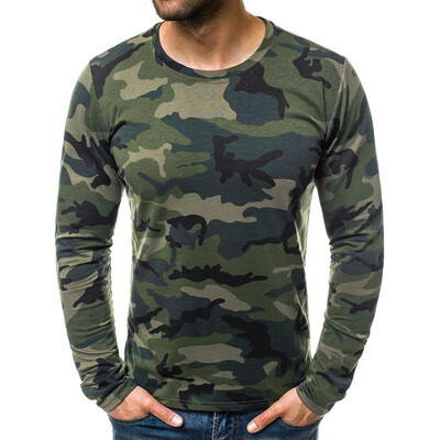 

Toponeto Fashion Mens Casual Slim Camouflage Printed Long Sleeve T Shirt Top Blouse