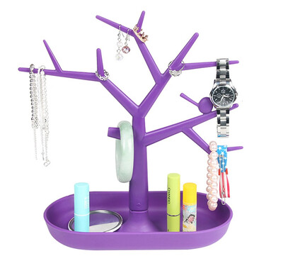

Novel Jewelry Necklace Earring ring tree Stand with bird&tray Organizer Holder Show Rack Jewelry display Tool gift makeup tool
