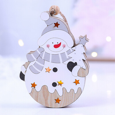

Tailored LED light Christmas Tree snowman Wooden Pendants Ornaments Xmas DIY Wood Crafts
